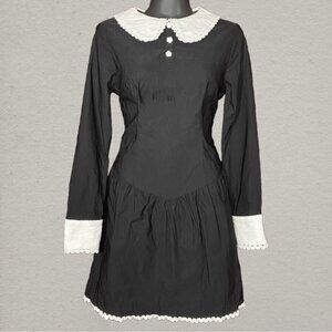 SOLD: Black and White Long Sleeve Wednesday Style Mini Dress